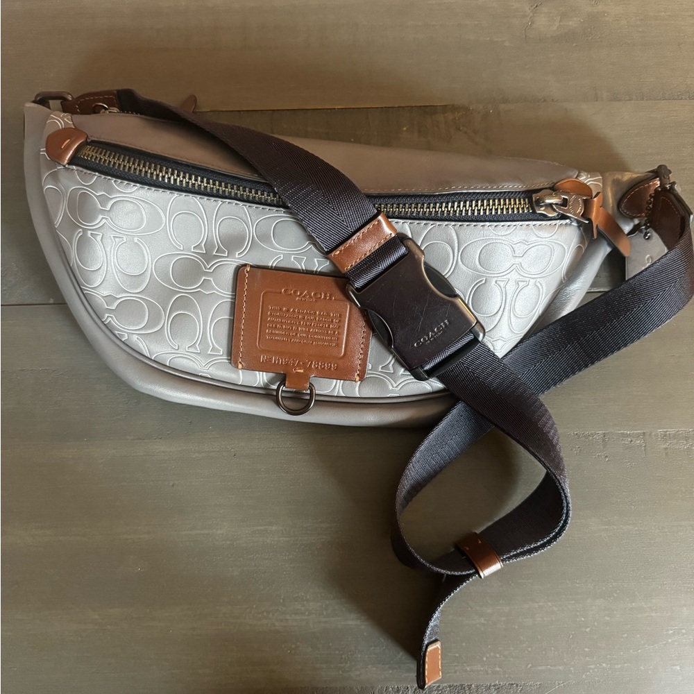 Coach Embossed Gray and Brown crossbody